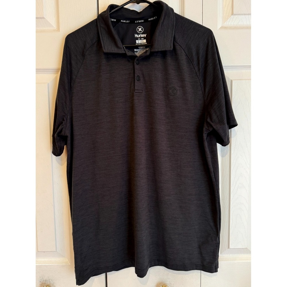 2 Hurley Short‎ Sleeve Stretch Moisture Wicking Polo Shirts Gray Blue Men's Sz L